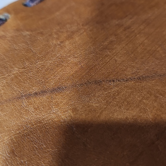 Vintage Leather Hobo Purse With Mushroom Accent - Picture 4 of 5